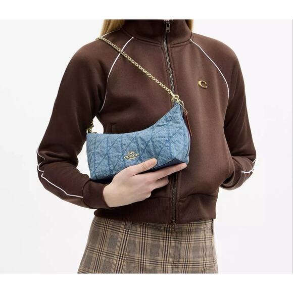 NWT Coach Caitlin Shoulder Bag With Quilting CDZ89 Gold/Indigo - Picture 7 of 8